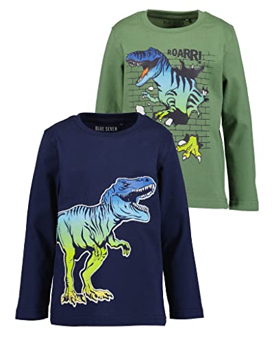 Blue Seven Jungen Langarmshirts MARKETPLACE - 2er Pack M01 - Ultramarin + DK GRÜN 104 von Blue Seven