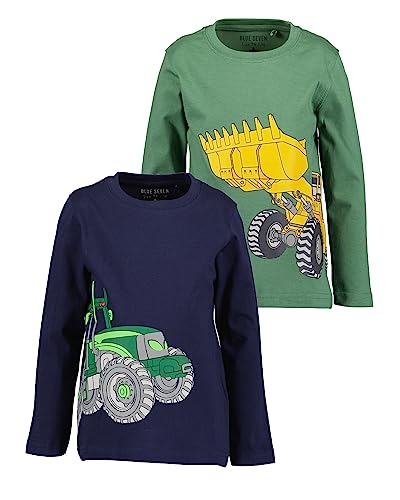 Blue Seven Jungen Langarmshirts Repeat MARKETPLACE + ONLINE - 2er Pack M02 - Ultramarin+DK GRÜN 98 von Blue Seven
