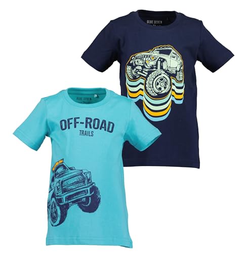 Blue Seven Jungen T-Shirts Repeat MARKETPLACE - 2er Pack M02 - Cyan + Ultramarin 104 von Blue Seven