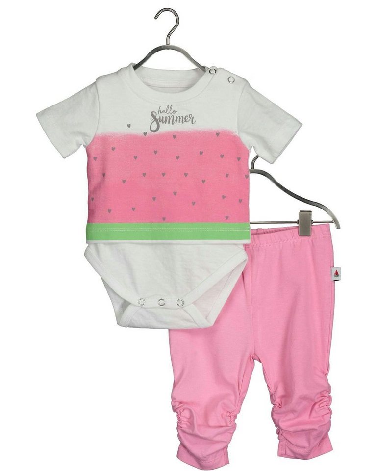 Blue Seven Kurzarmbody Blue Seven Baby Mädchen Set Melone" in rosa/weiß (2-tlg) mit niedlichem Frontprint, mit Druckknöpfen im Schritt, ohne kratzige Halsetiketten" von Blue Seven