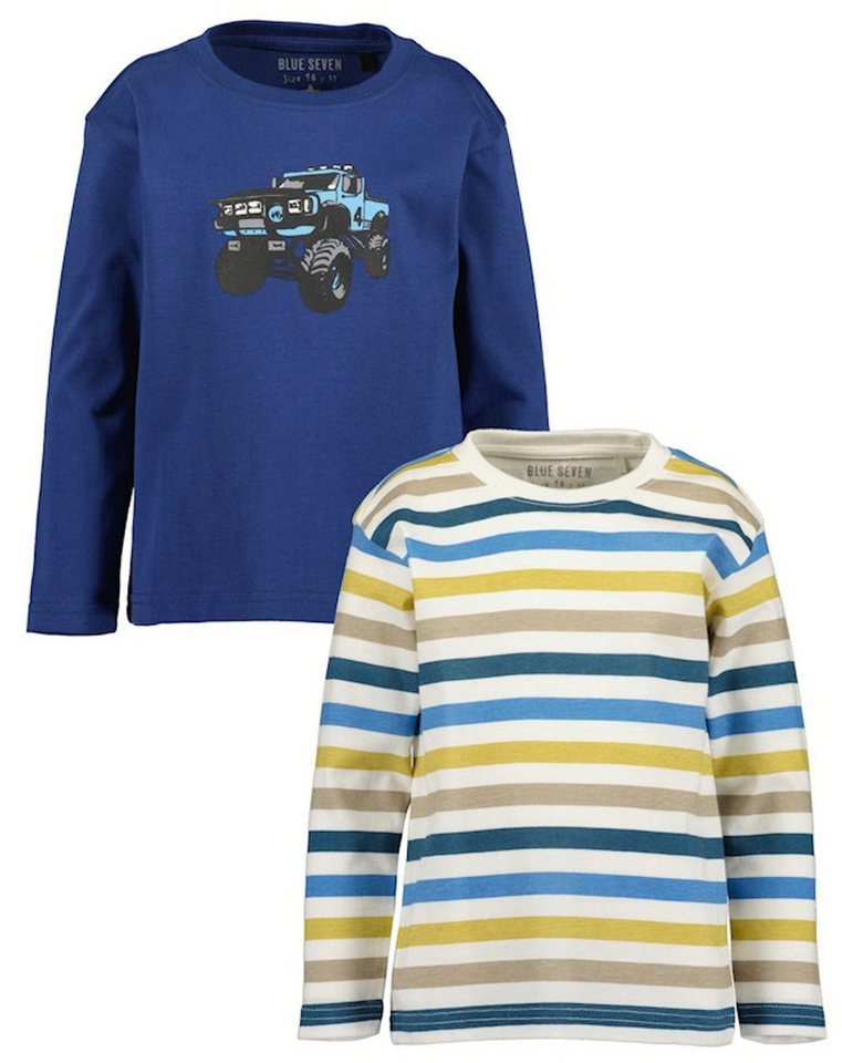 Blue Seven Langarmshirt Blue Seven Jungen Langarmshirt 2er Pack Ringel dunkelblau Truck (2-tlg) von Blue Seven