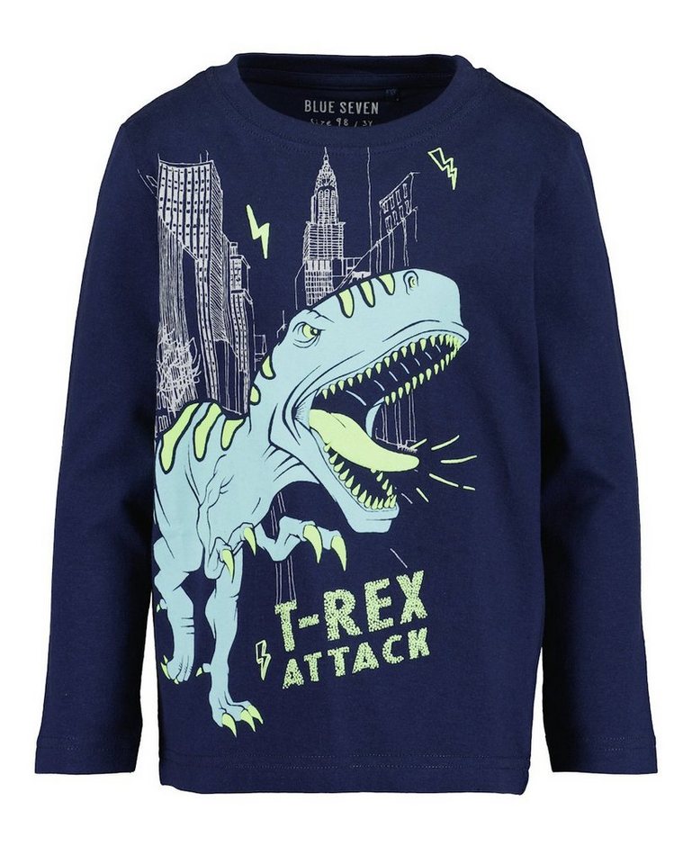 Blue Seven Langarmshirt Blue Seven Jungen Langarmshirt T-Shirt Langarm Dino Rex Leuchteffekt (1-tlg) von Blue Seven