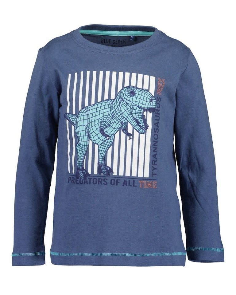 Blue Seven Langarmshirt Blue Seven Jungen Langarmshirt T-Shirt Langarm Dino Rex blau (1-tlg) von Blue Seven