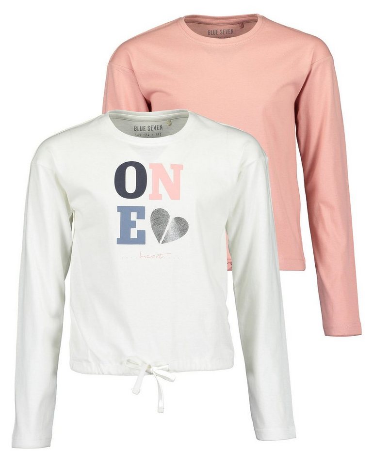 Blue Seven Longsleeve Mädchen Sweatshirts 2er Pack (2-tlg) aus reiner Baumwolle, mit Frontprint von Blue Seven