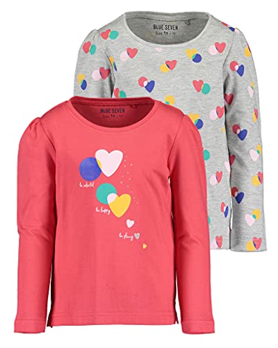 Blue Seven Mädchen Langarmshirts Color Your Life - 2er Pack M01 - HL ROT + Nebel Mel 92 von Blue Seven