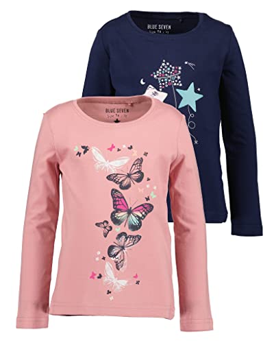 Blue Seven Mädchen Langarmshirts MARKETPLACE - 2er Pack M01 - Mauve + Ultramarin 92 von Blue Seven
