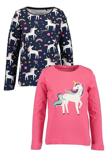 Blue Seven Mädchen Langarmshirts MARKETPLACE - 2er Pack M03 - PINK + DK BLAU 92 von Blue Seven