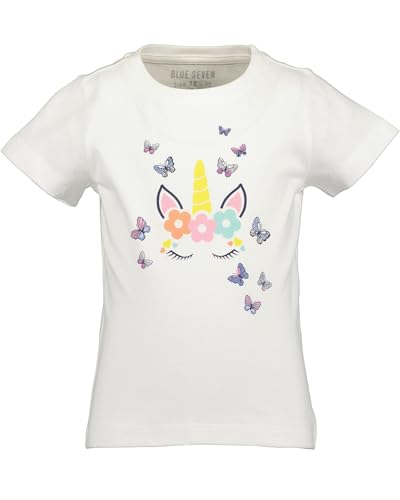 Blue Seven Mädchen T-Shirt Kurzarm Baumwolle Shirt Top Sommer Unicorn 001 - Weiss 98 von Blue Seven