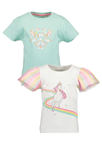 Blue Seven Mädchen T-Shirts 2er Set Rundhals Kurzarm Sommer MARKETPLACE + ONLINE - 2er Pack M01 - SEA + Weiss 122 von Blue Seven