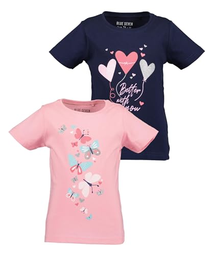 Blue Seven Mädchen T-Shirts Repeat MARKETPLACE - 2er Pack M02 - Azalee + Ultramarin 128 von Blue Seven