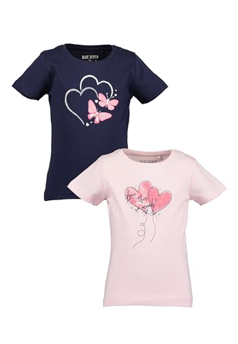 Blue Seven Mädchen T-Shirts Repeat MARKETPLACE - 2er Pack M03 - ROSA + Ultramarin 128 von Blue Seven