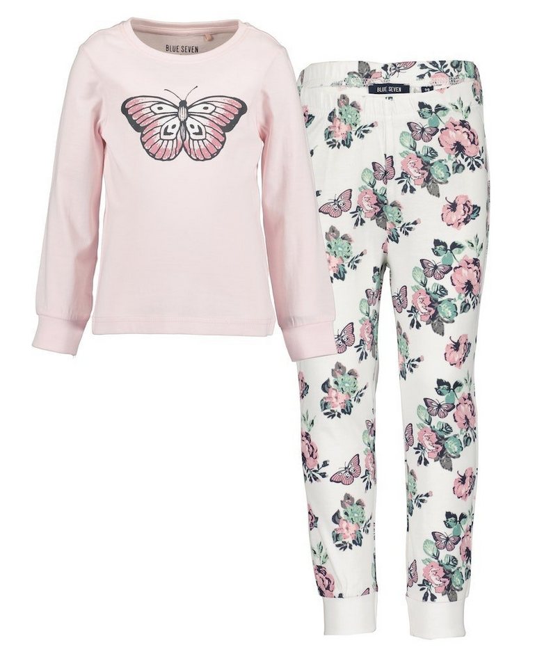 Blue Seven Pyjama Blue Seven Mädchen Schlafanzug Butterfly Pyjama lang rosa weiß (2 tlg) von Blue Seven