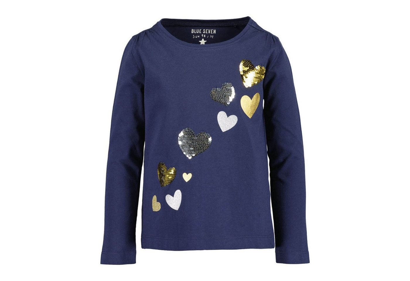 Blue Seven Rundhalsshirt Kinder Mädchen Langarm-Shirt Sweatshirt mit Herz-Print und Pailetten von Blue Seven