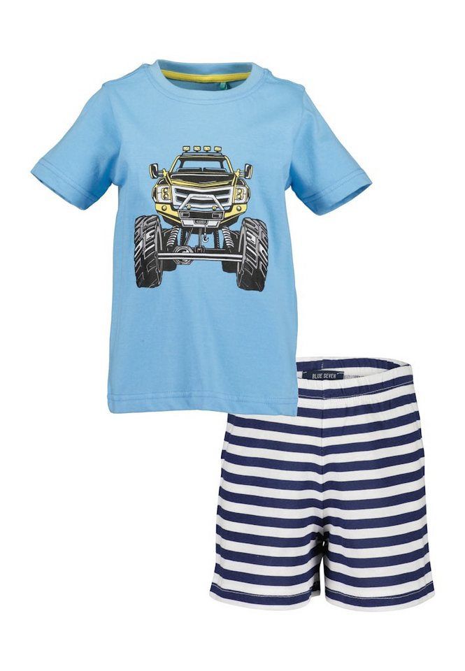 Blue Seven Shorty Blue Seven Jungen Shorty Monstertruck Schlafanzug Pyjama kurz blau (2 tlg) von Blue Seven