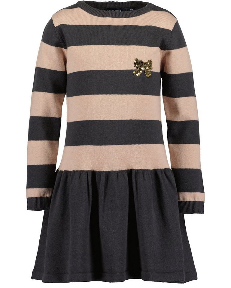 Blue Seven Strickkleid Blue Seven Strickkleid Kleid Langarm Streifen braun (kein Set, 1-tlg) Markenlabel von Blue Seven