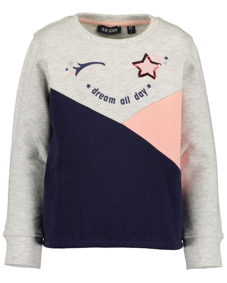 Blue Seven Sweatshirt Blue Seven Mädchen Sweatshirt Pullover Dream All Day grau blau rosa (1-tlg) von Blue Seven