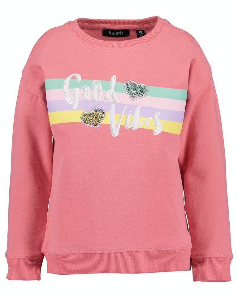 Blue Seven Sweatshirt Blue Seven Mädchen Sweatshirt Pullover Good Vibes angeraut rosa von Blue Seven