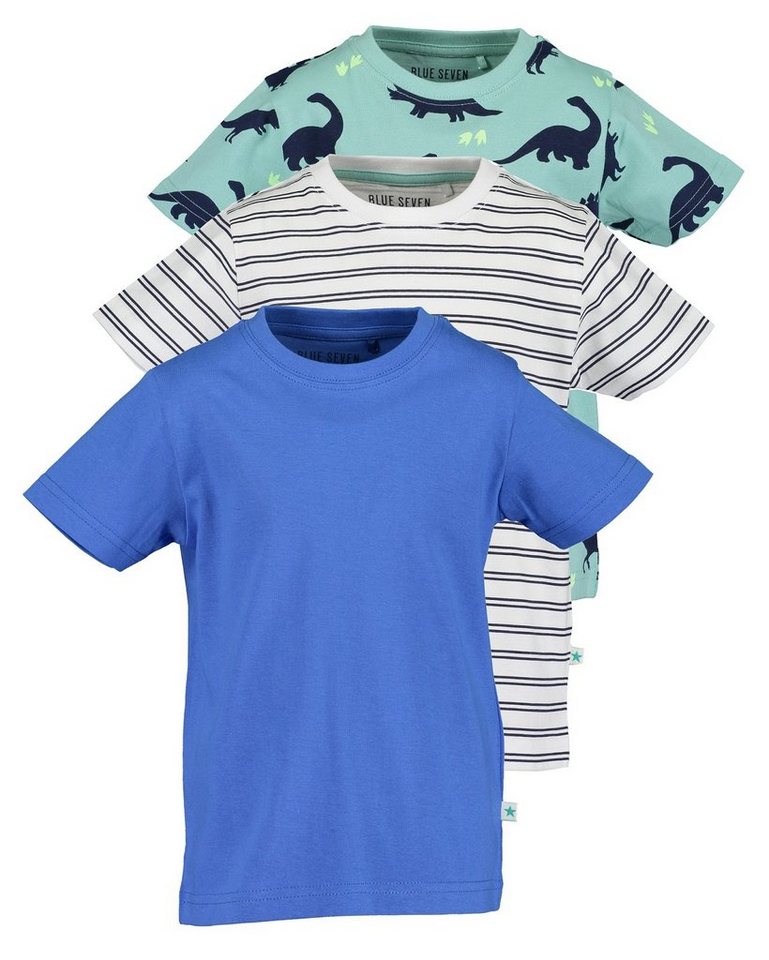 Blue Seven T-Shirt Blue Seven 3 teiliges T-Shirt Set für Jungen (3-tlg) aus reiner Baumwolle, sportlicher Schnitt von Blue Seven