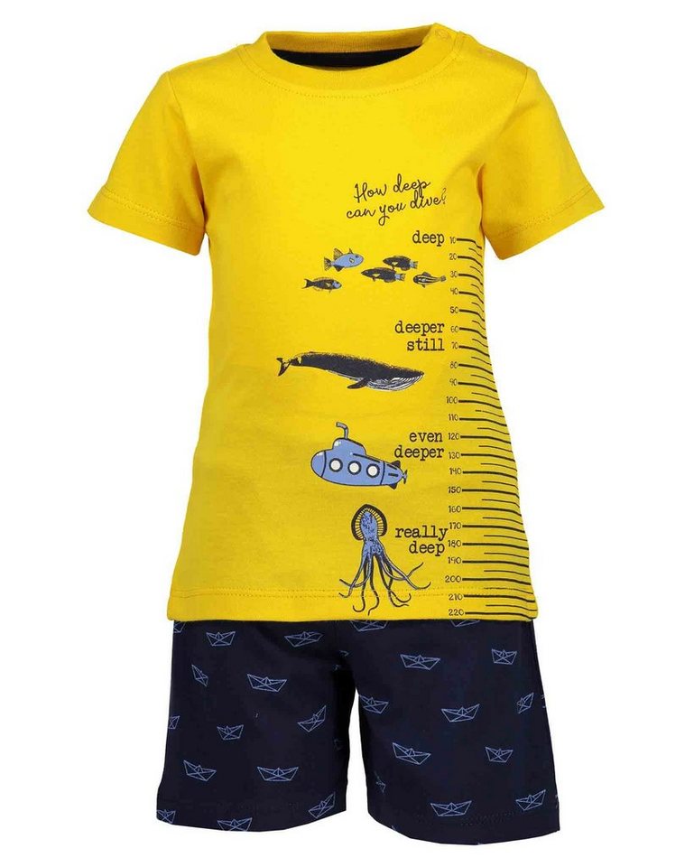 Blue Seven T-Shirt Blue Seven Baby Set Shorts und T-Shirt gelb/blau aus reiner Baumwolle, mit Frontprint Blue Seven T-Shirt Blue Seven Baby Set Shorts und T-Shirt gelb/blau aus reiner Baumwolle, mit Frontprint von Blue Seven