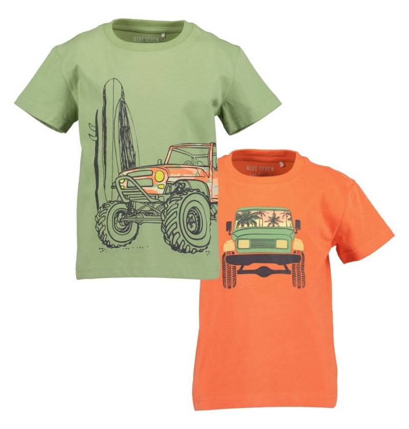 Blue Seven T-Shirt Blue Seven Jungen 2er T-Shirt Jeep Surfen grün orange (1-tlg) von Blue Seven