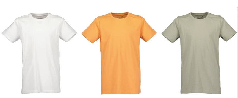 Blue Seven T-Shirt Blue Seven Jungen 3er T-Shirt uni weiß karotte khaki (3-tlg) von Blue Seven
