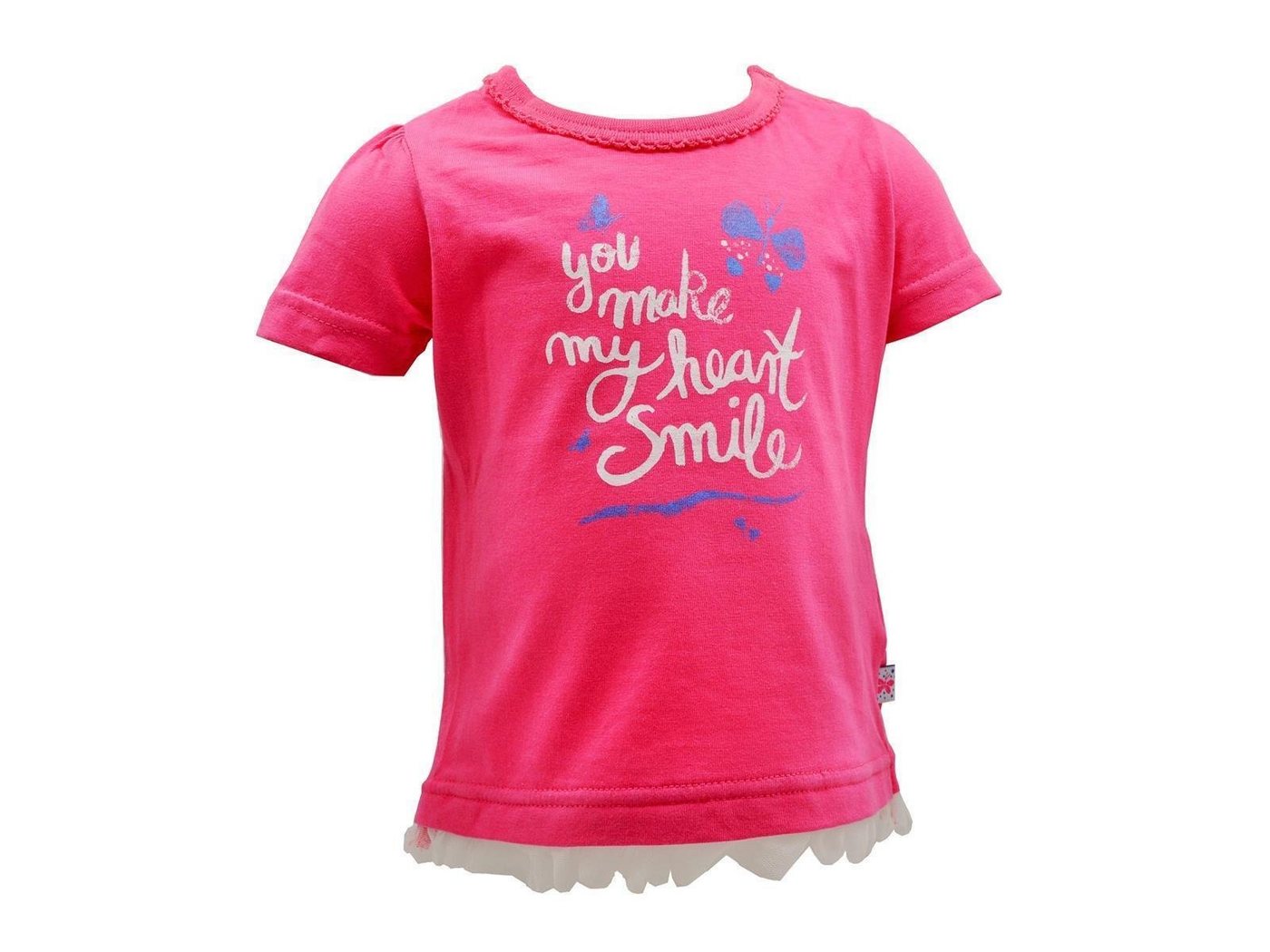 Blue Seven T-Shirt Blue Seven Mädchen T-Shirt in pink mit Tüll-Saum aus reiner Baumwolle, mit Frontprint von Blue Seven