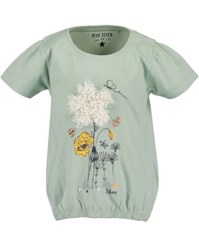 Blue Seven T-Shirt Blue Seven Mädchen T-Shirt puscheliges Blumenmotiv Flower frosty green (1-tlg) von Blue Seven