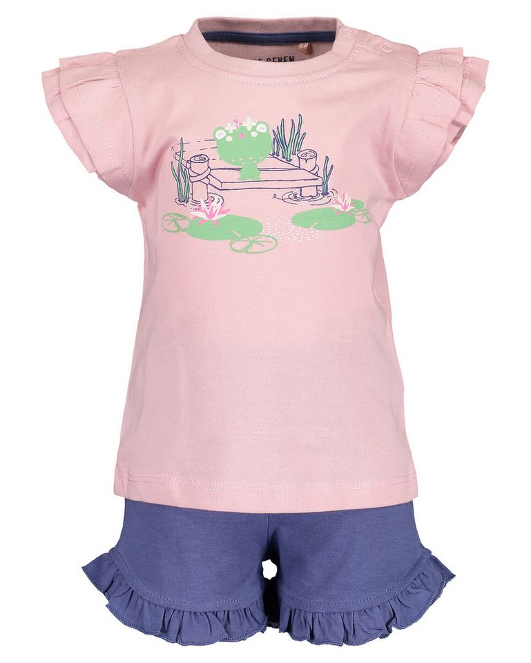 Blue Seven T-Shirt Blue Seven Sommer Set für Mädchen in rosa aus reiner Baumwolle, mit Frontprint von Blue Seven