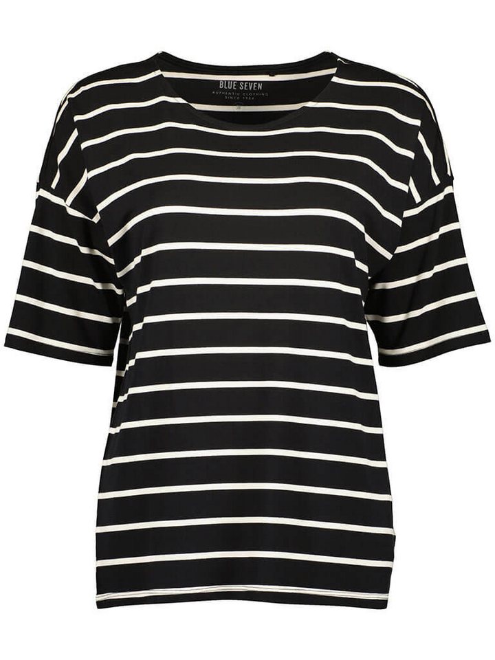 Blue Seven T-Shirt Damen Kurzarm-Shirt mit Streifen und überschnittenen Schultern von Blue Seven