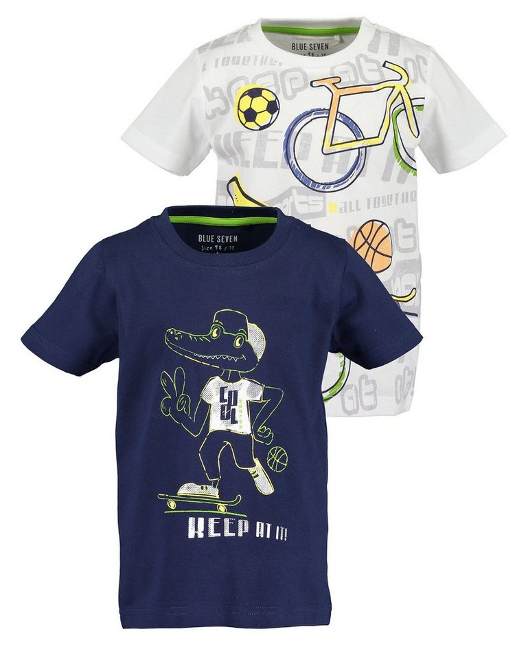 Blue Seven T-Shirt Jungen 2er-Pack T-Shirts Print (2-tlg) mit Frontprint von Blue Seven