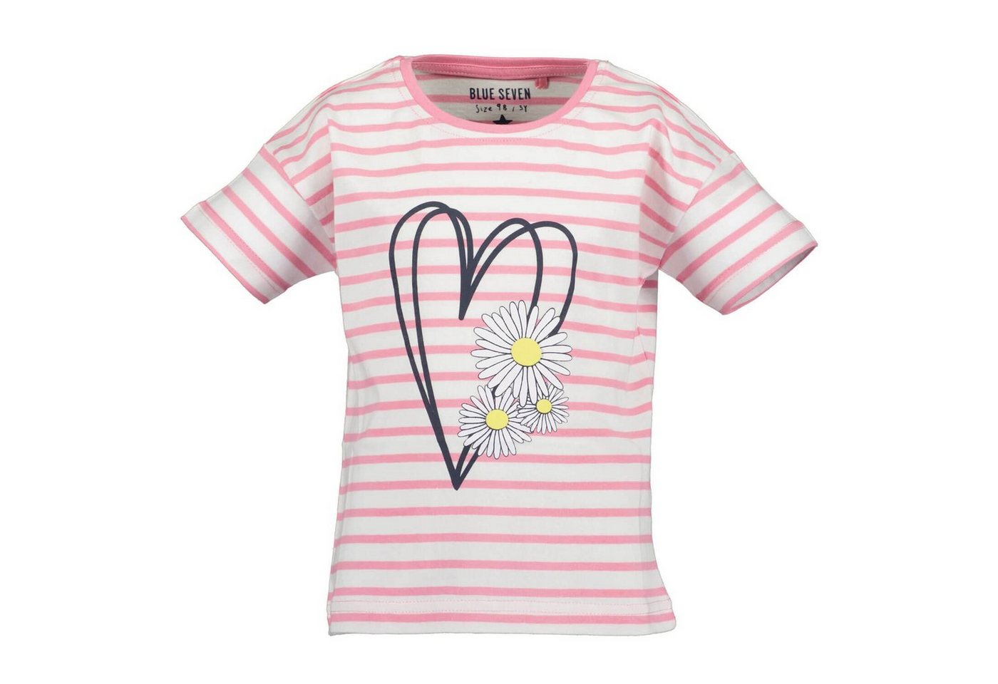 Blue Seven T-Shirt Kinder Mädchen Kurzarm-Shirt mit Streifen und Herz-Blumen-Print von Blue Seven