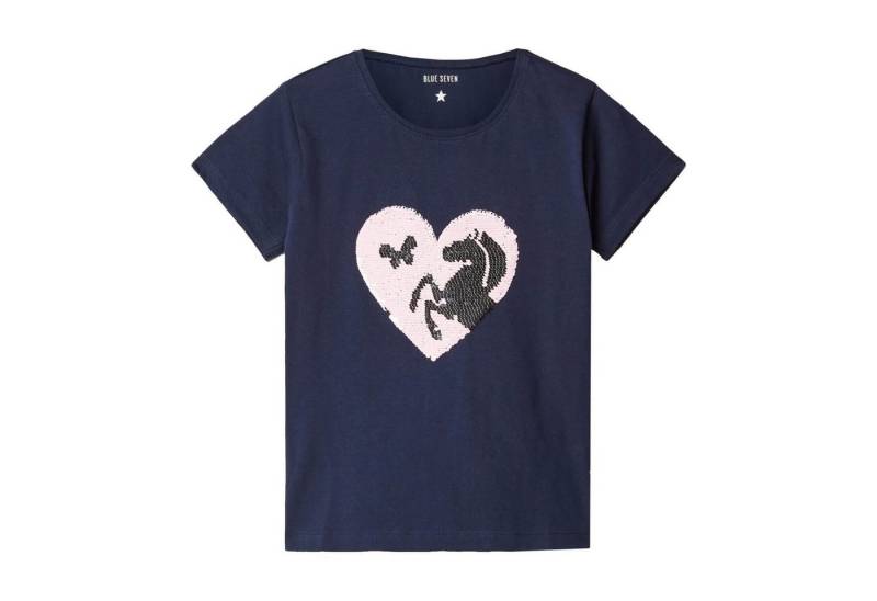 Blue Seven T-Shirt Kinder Mädchen Sommershirt mit Herz-Pailetten-Besatz und Rundhals von Blue Seven
