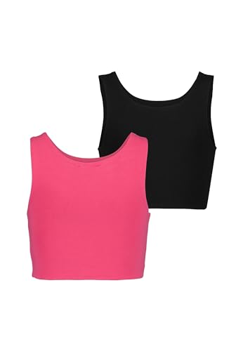 Blue Seven Teenager Mädchen Crop Tops - 2er Pack M01 - Magenta+SCHWARZ 164 von Blue Seven