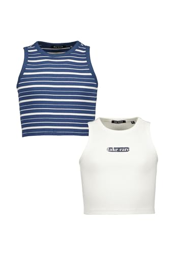 Blue Seven Teenager Mädchen Rippen Tops 2er Pack Rundhalsausschnitt MARKETPLACE + ONLINE - 2er Pack M01 - Offwhite+Jeansblau 140 von Blue Seven