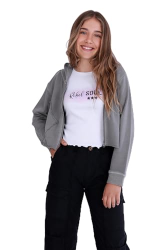 Blue Seven Teenager Mädchen Sweatjacke mit Kapuze Reißverschluss 958 - GRAU 164 von Blue Seven