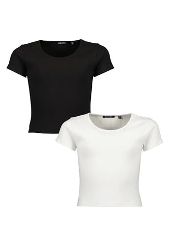 Blue Seven Teenager Mädchen T-Shirts 2er Pack Rundhalsausschnitt MARKETPLACE + ONLINE - 2er Pack M01 - Weiss+SCHWARZ 140 von Blue Seven