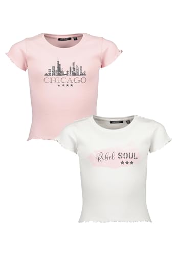 Blue Seven Teenager Mädchen T-Shirts 2er Pack Rundhalsausschnitt MARKETPLACE + ONLINE - 2er Pack M01 - Weiss+SCHWARZ 140 von Blue Seven