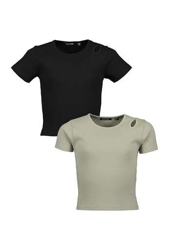 Blue Seven Teenager Mädchen T-Shirts 2er Pack Rundhalsausschnitt MARKETPLACE + ONLINE - 2er Pack M02 - Khaki+SCHWARZ 140 von Blue Seven