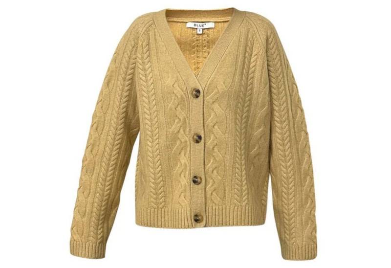 Blue Sportswear Strickjacke Haven Cardigan Zopfmuster Strickjacke aus Wolle in Creme o. Senfgelb von Blue Sportswear