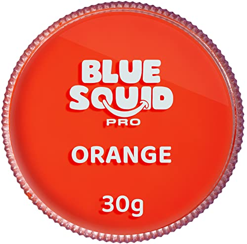 Blue Squid PRO Schminke Face Paint und Bodypaint - Klassische Orange 30g, Hochwertige, professionelle, wasserbasierte Einzelbehälter, Face und Bodypaint Farbe für Erwachsene, Kinder, Fasching und SFX von Blue Squid
