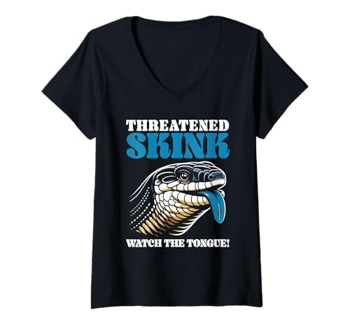 Damen Blaue Zunge Skink Eidechsenliebhaber Reptilien Herpetologie T-Shirt mit V-Ausschnitt von Blue Tongue Skink Lizard Lover Reptile