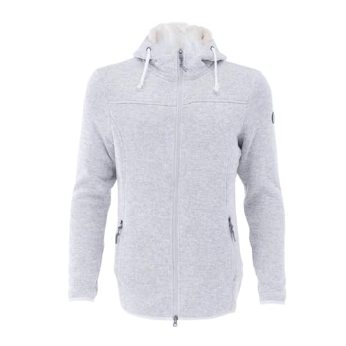 Blue Wave Damen Fleecejacke Meike mit Kapuze - Strickfleece-Jacke mit Teddy-Futter in Grau Größe 48 von Blue Wave
