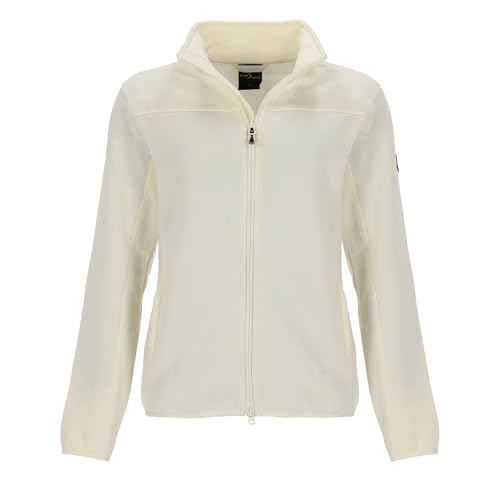 Blue Wave Damen Fleecejacke Nissa in Strickoptik mit Stehkragen - Fleece-Strickjacke mit Reißverschluss in Offwhite Größe 54 von Blue Wave
