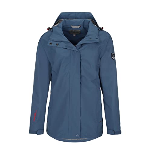 Blue Wave Damen Funktionsjacke Britta - Regenjacke Funktionsmantel mit Mesh-Futter und abnehmbarer Kapuze in Steel Blue Größe 38 von Blue Wave