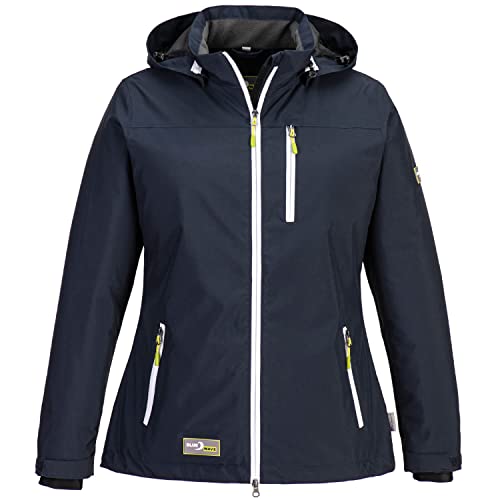 Blue Wave Damen Funktionsjacke Kati mit Fleece-Innenfutter - Wasserdichte Regen-Jacke mit abnehmbarer Kapuze in Marine Größe 54 von Blue Wave