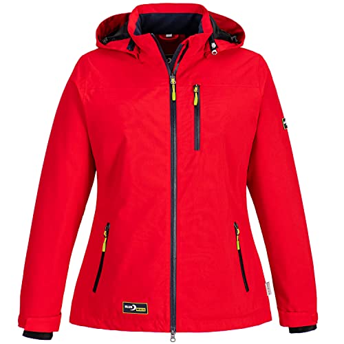 Blue Wave Damen Funktionsjacke Kati mit Fleece-Innenfutter - Wasserdichte Regen-Jacke mit abnehmbarer Kapuze in Rot Größe 42 von Blue Wave