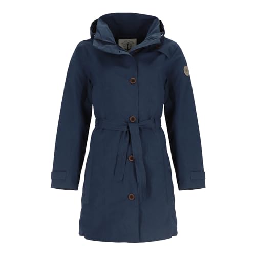 Blue Wave Damen Funktionsmantel Funktions-Trenchcoat Jennifer - Unifarbene Regenjacke mit Dekorknöpfen in Blau Größe 40 von Blue Wave