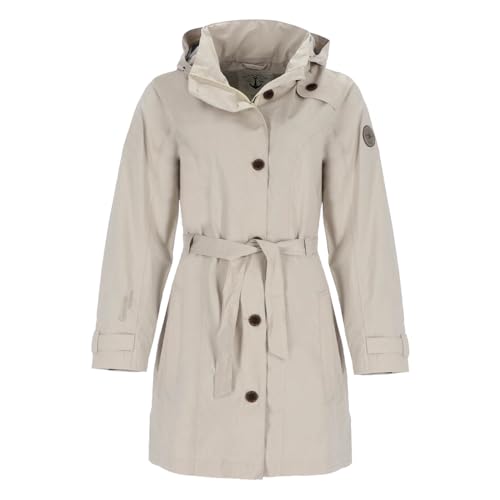 Blue Wave Damen Funktionsmantel Funktions-Trenchcoat Jennifer - Unifarbene Regenjacke mit Dekorknöpfen in Sand Größe 38 von Blue Wave