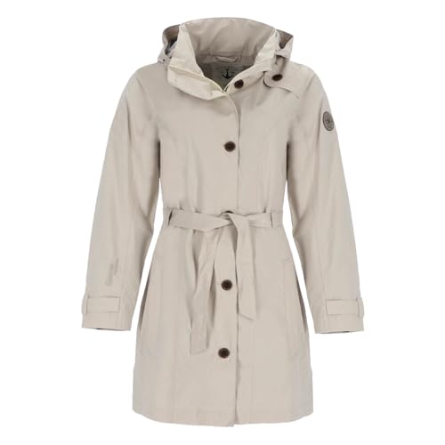 Blue Wave Damen Funktionsmantel Funktions-Trenchcoat Jennifer - Unifarbene Regenjacke mit Dekorknöpfen in Sand Größe 50 von Blue Wave