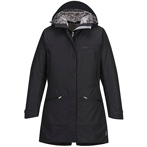 Blue Wave Damen Funktionsparka Funktionsmantel Kalinka - Funktionsjacke mit Fellimitat gefütterte Kapuze in Schwarz Größe 38 von Blue Wave